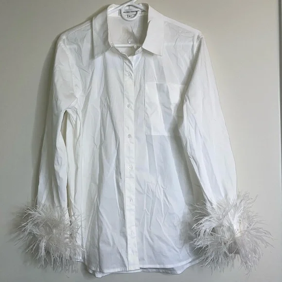 English Factory Faux-Feather Buttondown Shirt size M - Picture 5 of 11